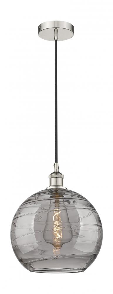 Athens Deco Swirl - 1 Light - 12 inch - Polished Nickel - Cord hung - Mini Pendant