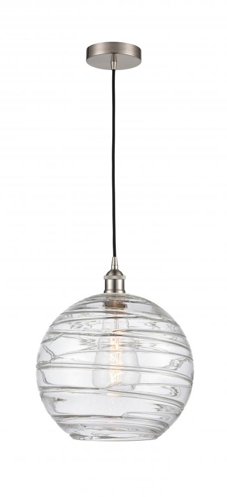 Athens Deco Swirl - 1 Light - 12 inch - Brushed Satin Nickel - Cord hung - Mini Pendant