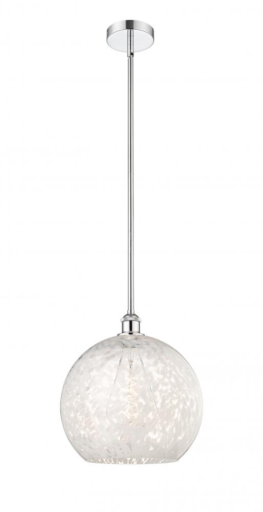 White Mouchette - 1 Light - 14 inch - Polished Chrome - Stem Hung - Pendant