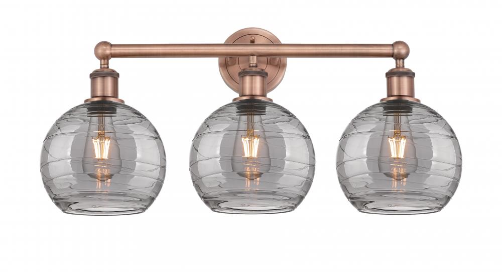 Athens Deco Swirl - 3 Light - 26 inch - Antique Copper - Bath Vanity Light