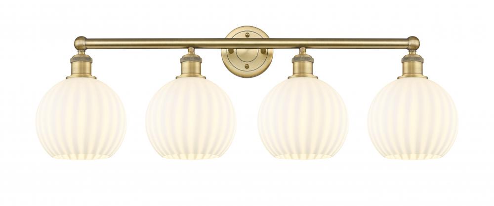 White Venetian - 4 Light - 35 inch - Brushed Brass - Bath Vanity Light