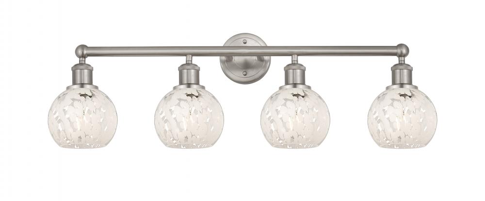 White Mouchette - 4 Light - 33 inch - Brushed Satin Nickel - Bath Vanity Light