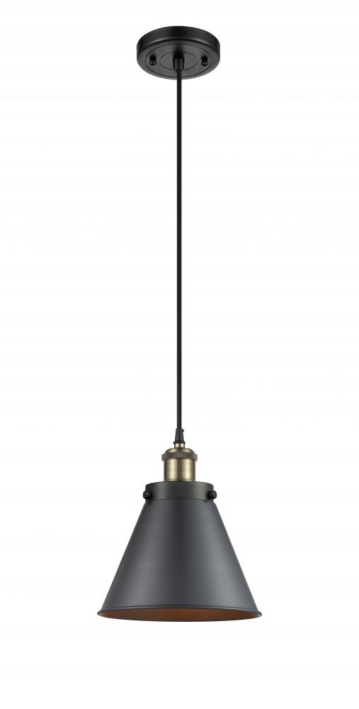 Appalachian - 1 Light - 8 inch - Black Antique Brass - Cord hung - Mini Pendant