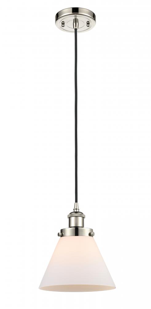 Cone - 1 Light - 8 inch - Polished Nickel - Cord hung - Mini Pendant