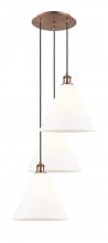  113B-3P-AC-GBC-121 - Berkshire - 3 Light - 19 inch - Antique Copper - Cord Hung - Multi Pendant