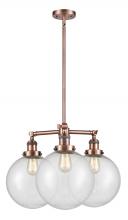 Innovations Lighting 207-AC-G204-10 - Beacon - 3 Light - 24 inch - Antique Copper - Stem Hung - Chandelier