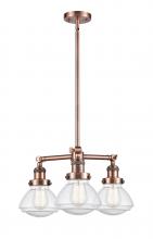 Innovations Lighting 207-AC-G324 - Olean - 3 Light - 19 inch - Antique Copper - Stem Hung - Chandelier