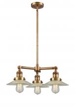 Innovations Lighting 207-BB-G2-LED - Halophane - 3 Light - 22 inch - Brushed Brass - Stem Hung - Chandelier