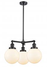 Innovations Lighting 207-BK-G201-8-LED - Beacon - 3 Light - 22 inch - Matte Black - Stem Hung - Chandelier
