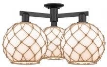 Innovations Lighting 716-3F-BK-G121-10RB - Farmhouse Rope - 3 Light - 28 inch - Matte Black - Semi-Flush Mount