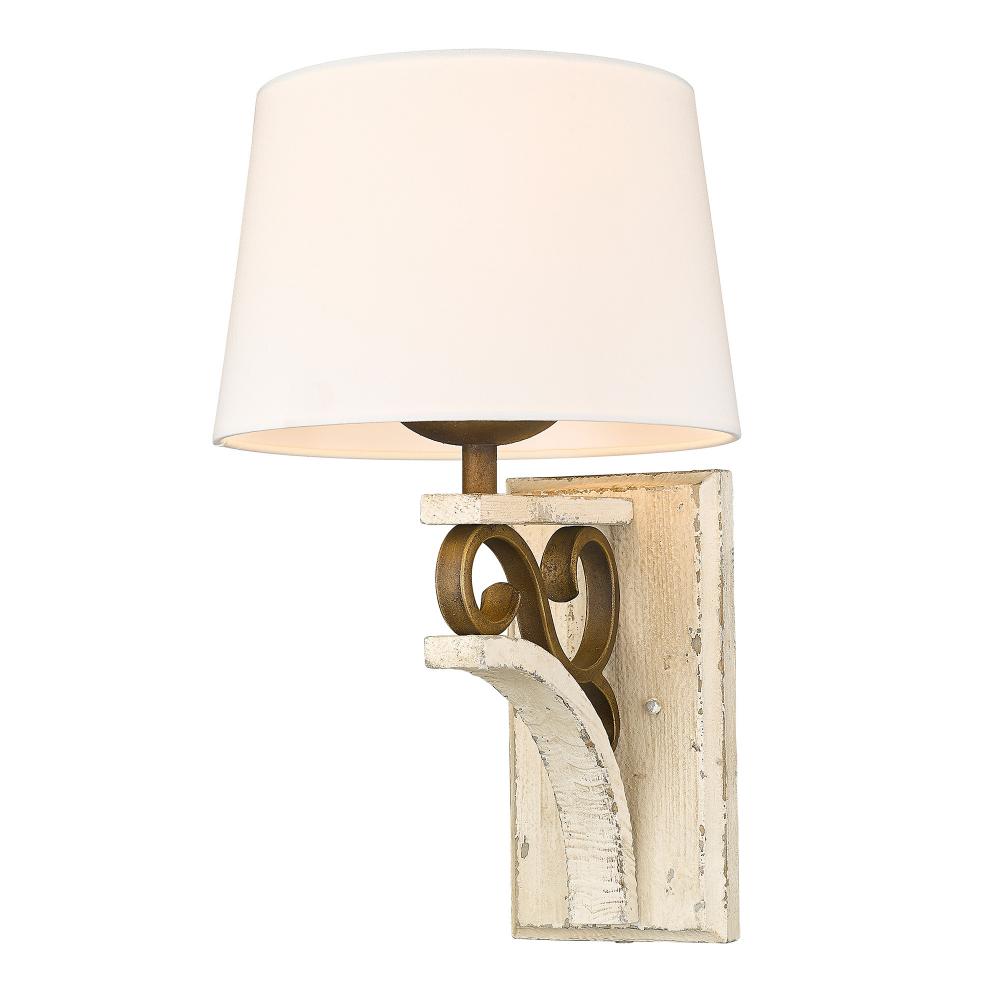 Solay 1 Light Wall Sconce (Plug-in or Hardwire) in Burnished Chestnut with Ivory Linen Shade