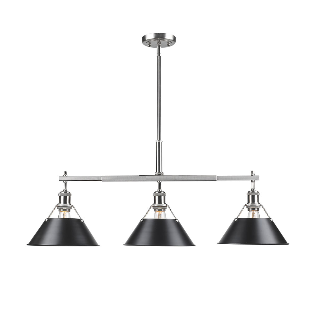 Orwell 3-Light Linear Pendant in Pewter with Matte Black