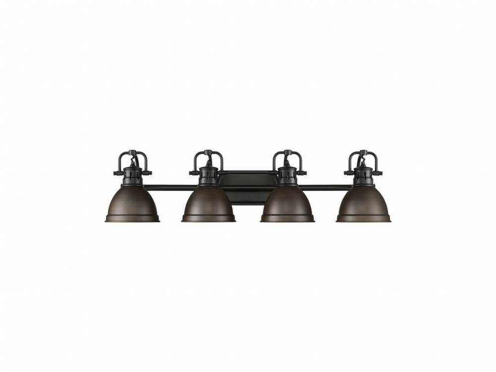 Duncan 4-Light Bath Vanity in Matte Black with Rubbed Bronze