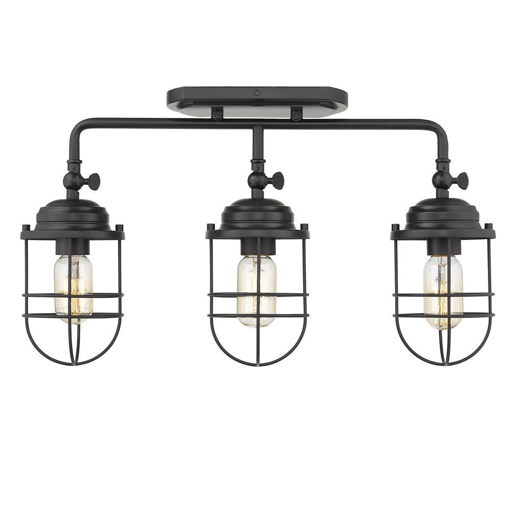 Seaport 3-Light Semi-Flush - Track in Matte Black