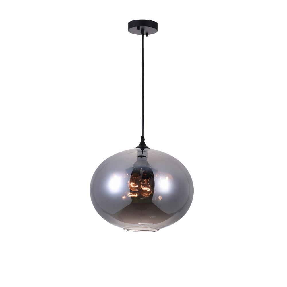 Glass 4 Light Down Pendant With Smoke Finish