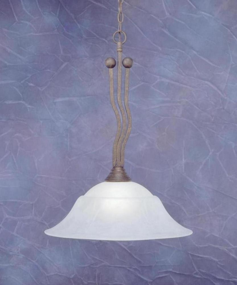 One Light Bronze White Marble Glass Down Pendant