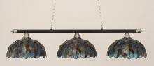 Toltec Company 373-CHMB-995 - Three Light Blue Mosaic Tiffany Glass Chrome/matte Black Pool Table Light