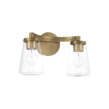 Capital 161921AD-664 - 15" W x 9.5" H 2-Light Vanity in Aged Brass with Clear Glass