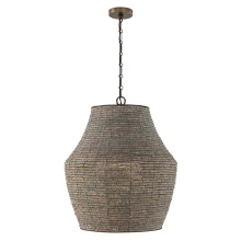 Capital 359713AGD - 23" W x 27.5" H 1-Light Intricate Beaded Vase Pendant w/ Handcrafted Wooden Beads