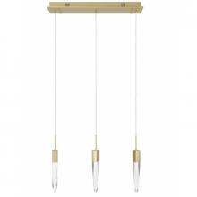 Avenue Lighting HF1900-3-AP-BB-C - Aspen  32" Linear  Multi  Pendant in Brushed Brass and Clear  Crystal