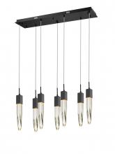 Avenue Lighting HF1900-7-AP-BK - Aspen  7 Light Multi  Pendant in Bkack with Bubbled Crystal