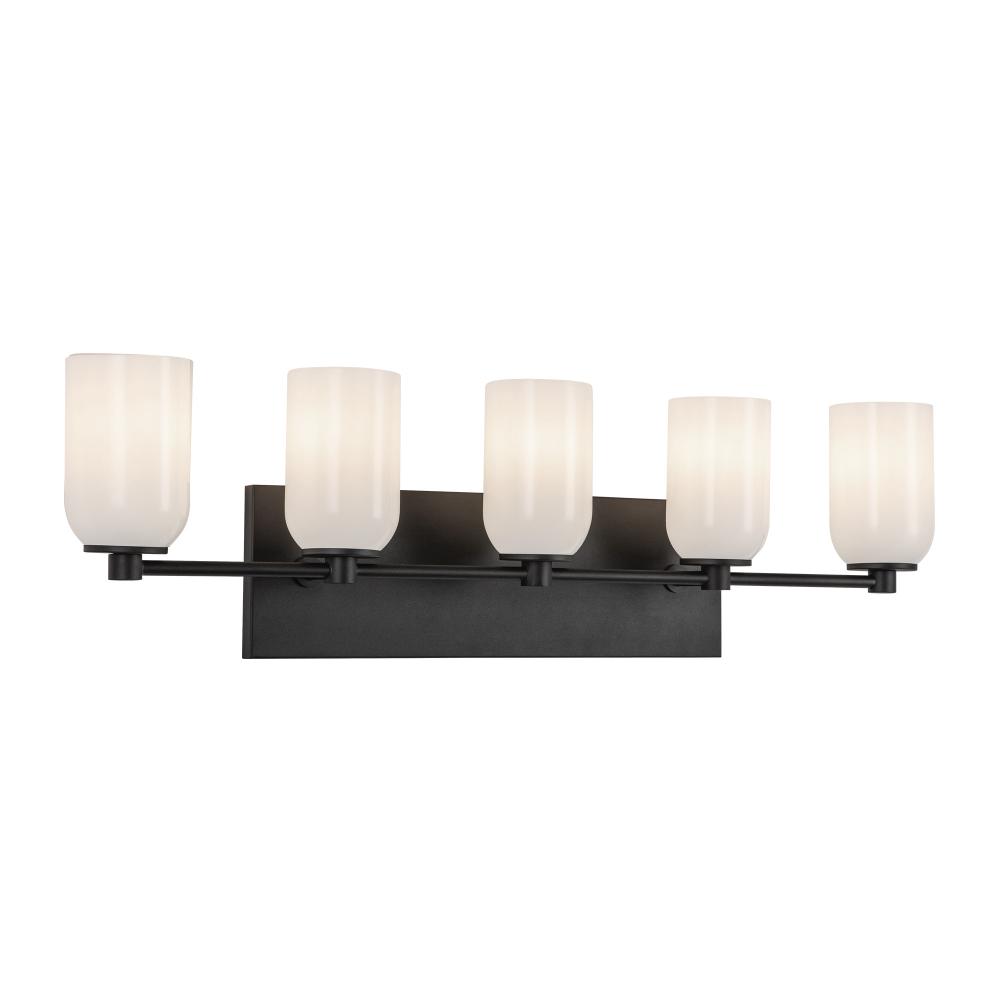 Nola 32-in Black/Glossy Opal Glass 5 Lights Vanity