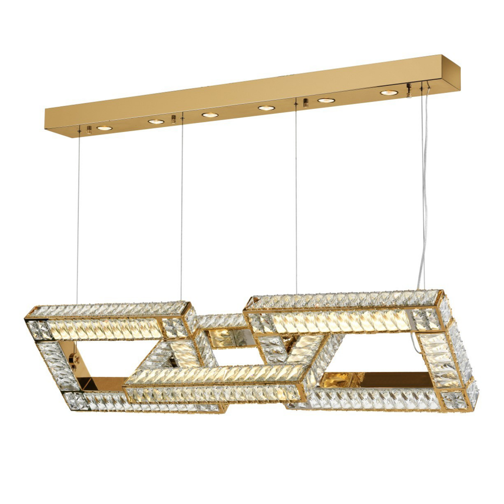 6-Light 52" Rectangular Chain Linked Linear Aged Brass Chandelier