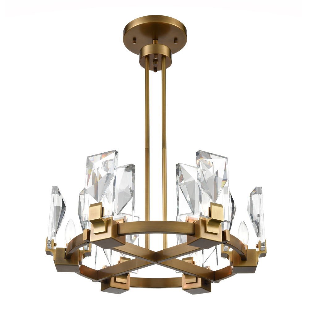 6-Light 24" Aged Brass Wheel Styled Chandelier