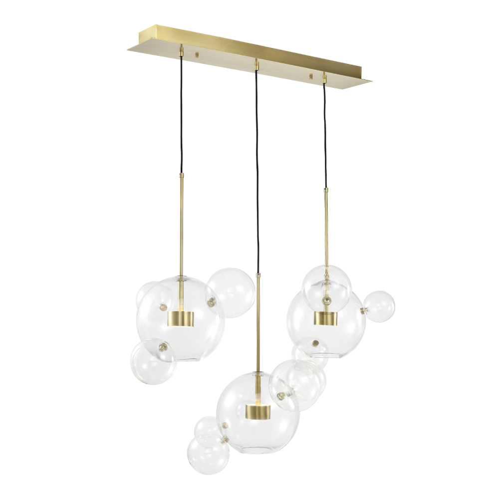 6-Light LED 45" Aged Brass Linear Glass Multi-Pendant