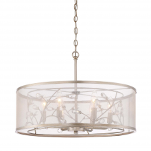 ZEEV Lighting CD10201-6-BNS - 6-Light 21" Organic Drum Crystal Leaf Pendant