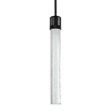 ZEEV Lighting P11704-LED-SBB-G6 - Zigrina 18" Crackled Glass LED Pendant with Knurl Ring Black