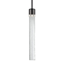ZEEV Lighting P11704-LED-SBB-K-PN-G6 - Zigrina 18" Crackled Glass LED Pendant in Black and Nickel Knurled Ring