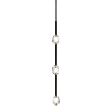 ZEEV Lighting PV10809-LED-3-BX-LB - Diamante 28" LED 3-Light, Vertical Crystal Pendant in Oxide Black & Brass