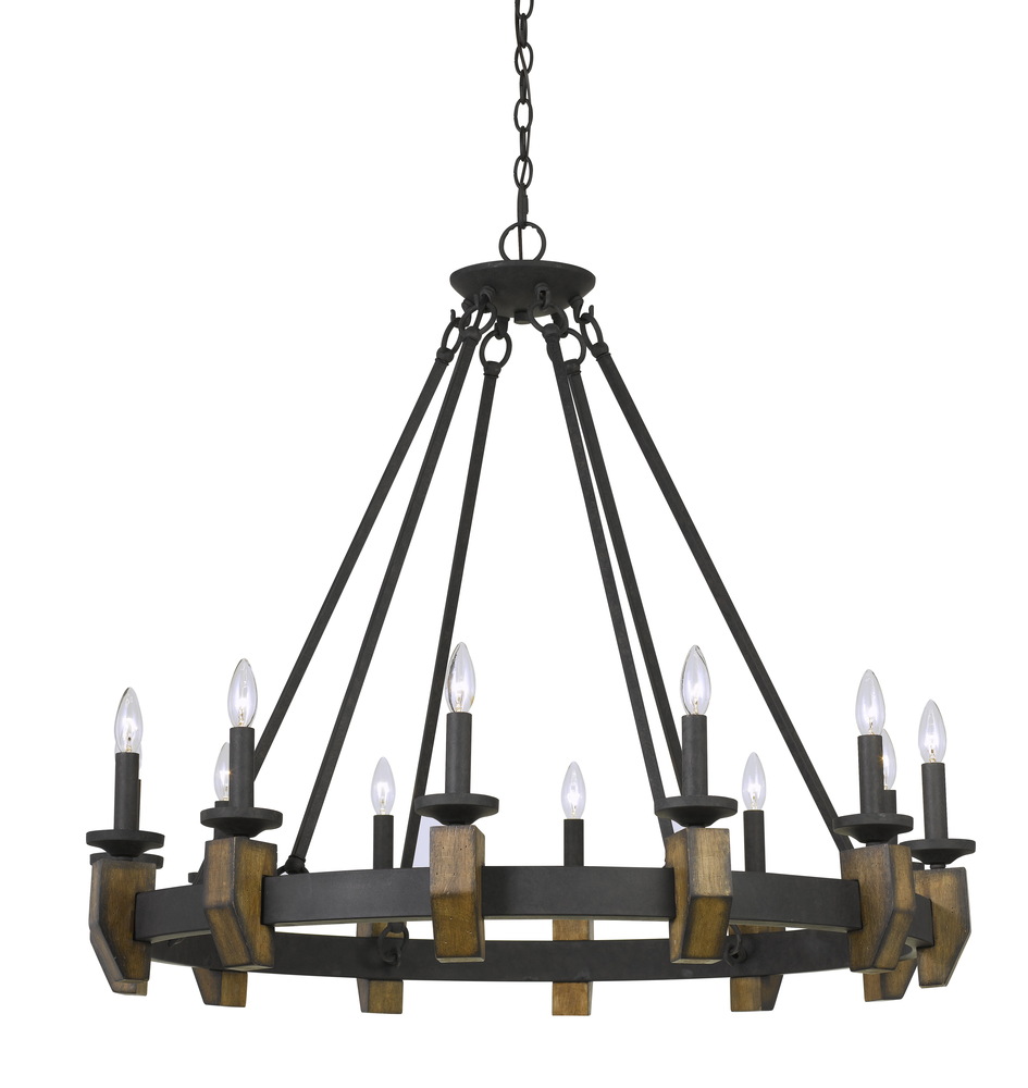 60W X 12 Cruz Metal/Wood Chandelier