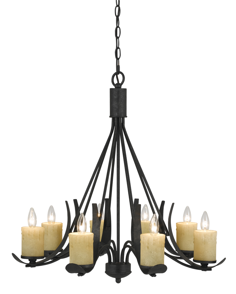 28" Inch Tall Metal Chandelier in Black Smith Finish