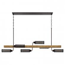 CAL Lighting FX-3008-6 - 60W x 6 Lenox pine wood island chandelier with metal mesh shades