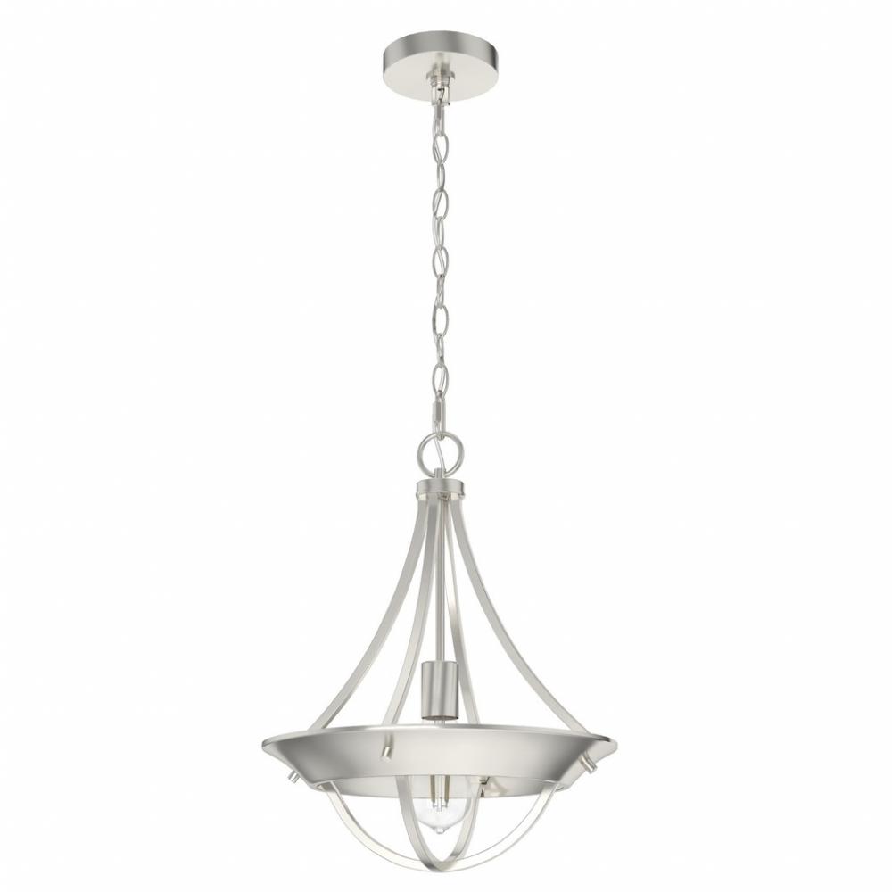 Hunter Perch Point Brushed Nickel 1 Light Medium Pendant Ceiling Light Fixture