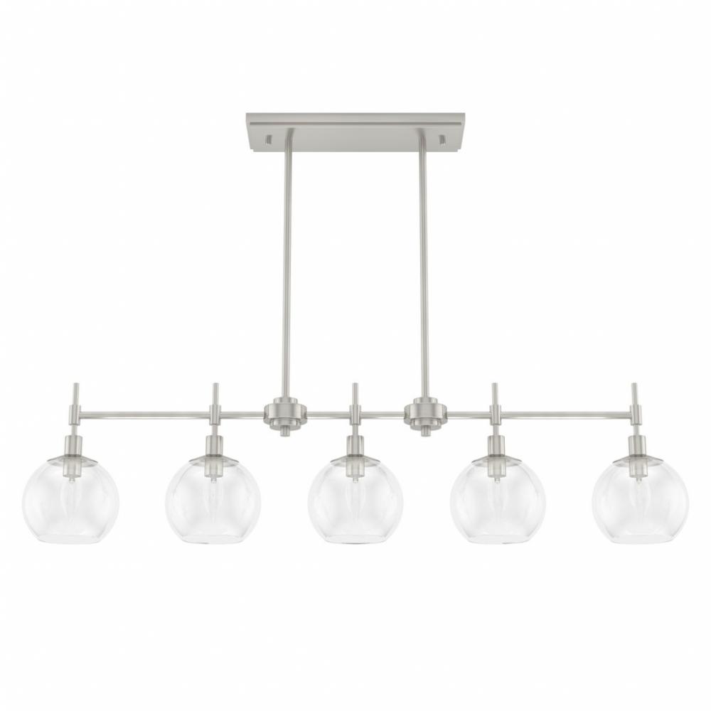 Hunter Xidane Brushed Nickel with Clear Glass 5 Light Chandelier Ceiling Light Fixture