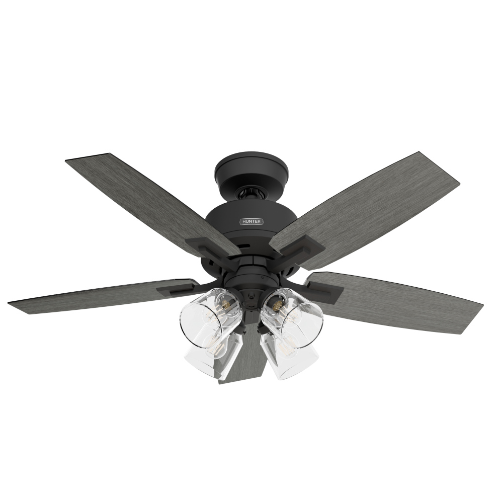 Hunter 44 inch Gatlinburg HunterExpress Matte Black Ceiling Fan with LED LT Kit and Handheld Remote