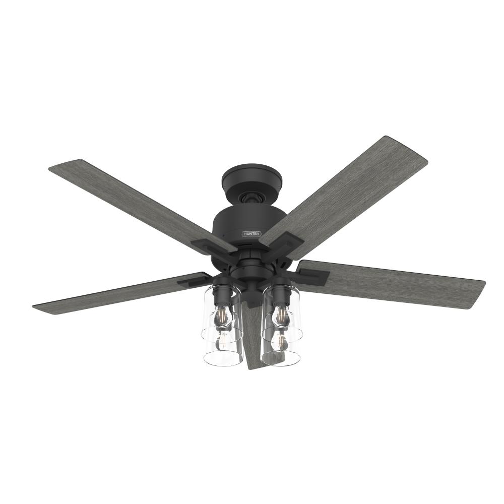 Hunter 52 inch Techne Wi-Fi HunterExpress Matte Black Ceiling Fan with LED LT Kit & Handheld Remote