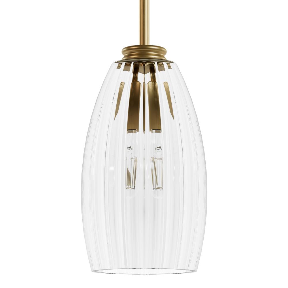 Hunter Rossmoor Luxe Gold with Clear Fluted Glass 1 Light Pendant Ceiling Light Fixture