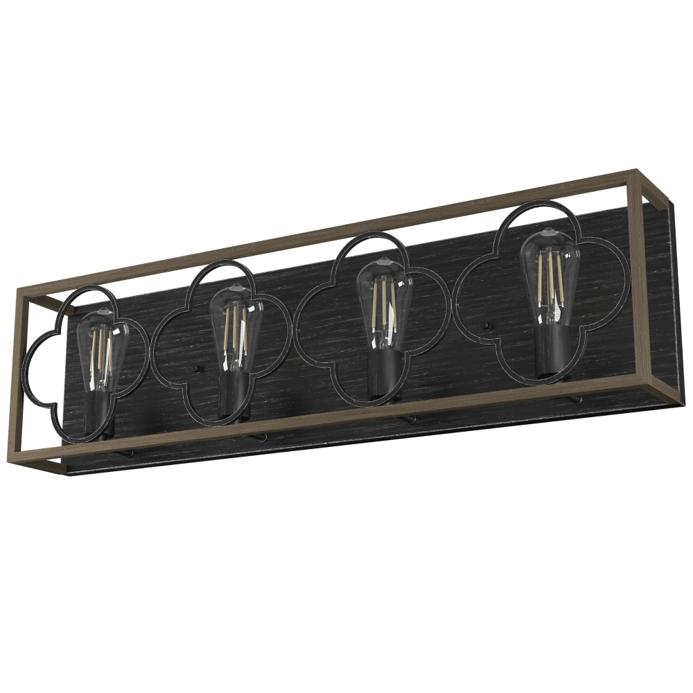 Hunter Gablecrest French Oak and Rustic Iron 4 Light Bathroom Vanity Wall Light Fixture