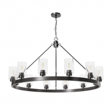 Hunter 13061 - Hunter Hartland Noble Bronze with Seeded Glass 12 Light Chandelier Ceiling Light Fixture