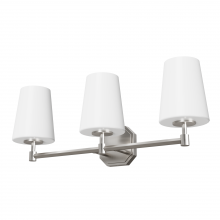 Hunter 19881 - Hunter Nolita Brushed Nickel with Cased White Glass 3 Light Bathroom Vanity Wall Light Fixture