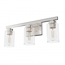 Hunter 13077 - Hunter Hartland Brushed Nickel with Seeded Glass 3 Light Bathroom Vanity Wall Light Fixture