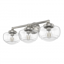 Hunter 19461 - Hunter Saddle Creek Brushed Nickel with Clear Seeded Glass 3 Light Bathroom Vanity Wall Light