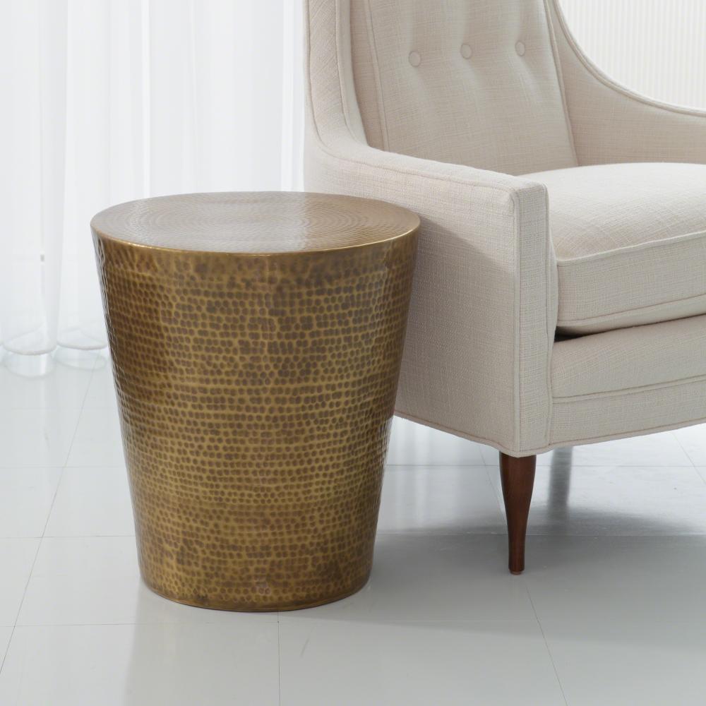 Izmir Hammered Side Table-Antique Brass