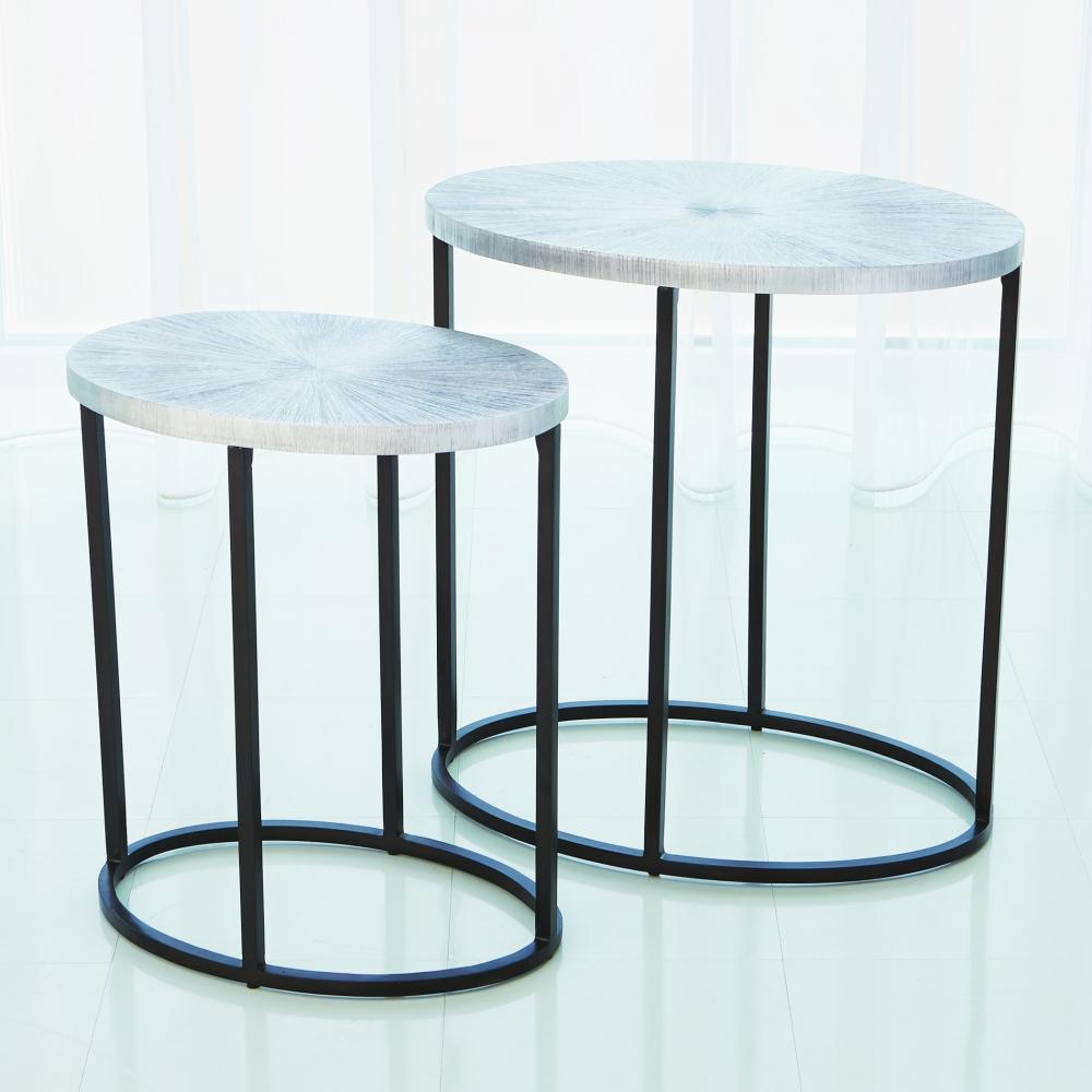 Striated Accent Table-Nickel-Lg