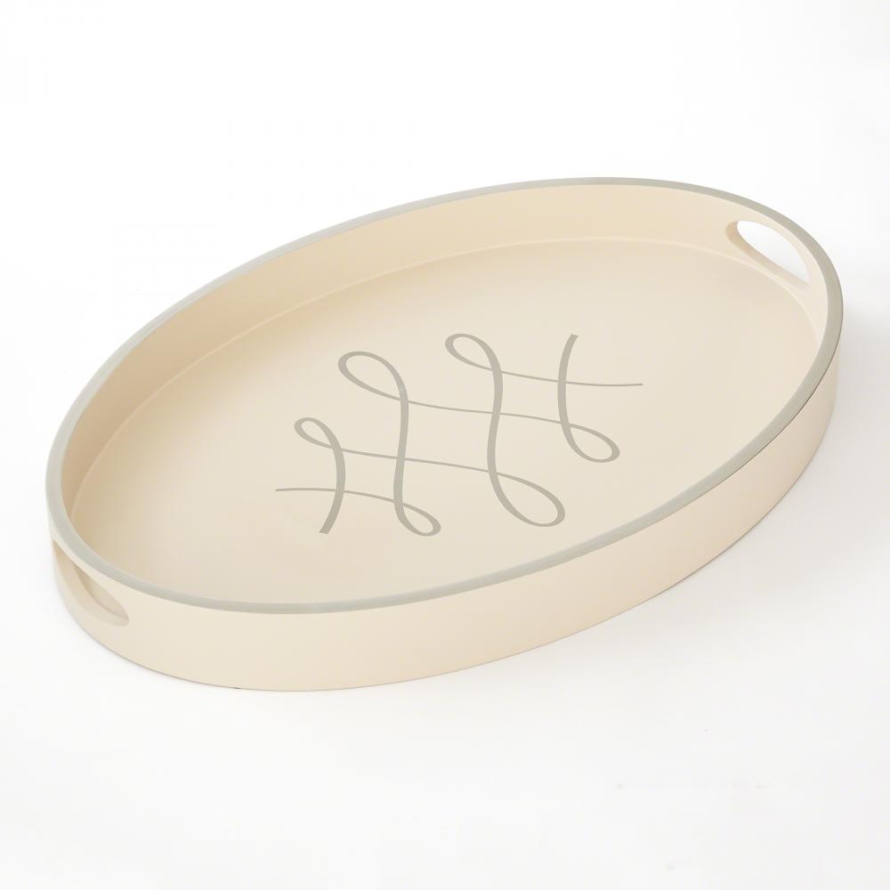 Script Oval Tray in Ivory