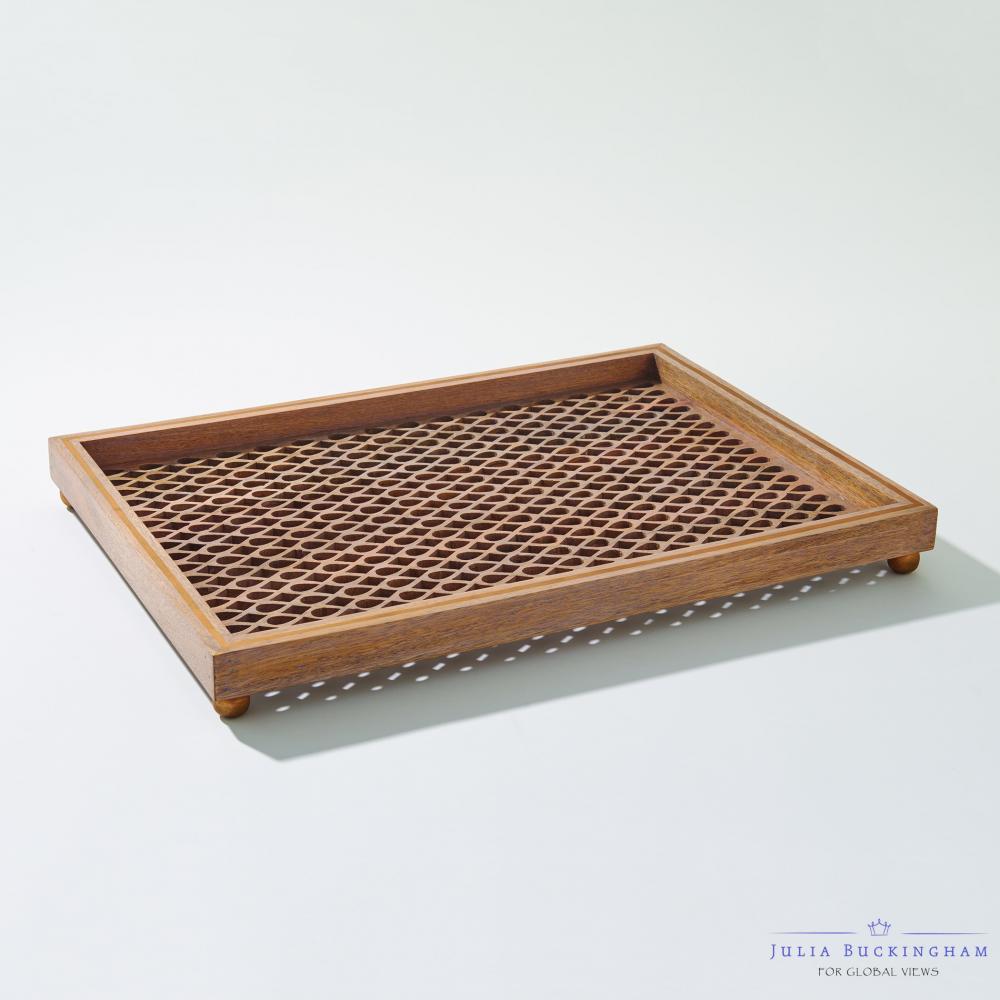 Gem Lattice Tray-Gilded Wood-Lg